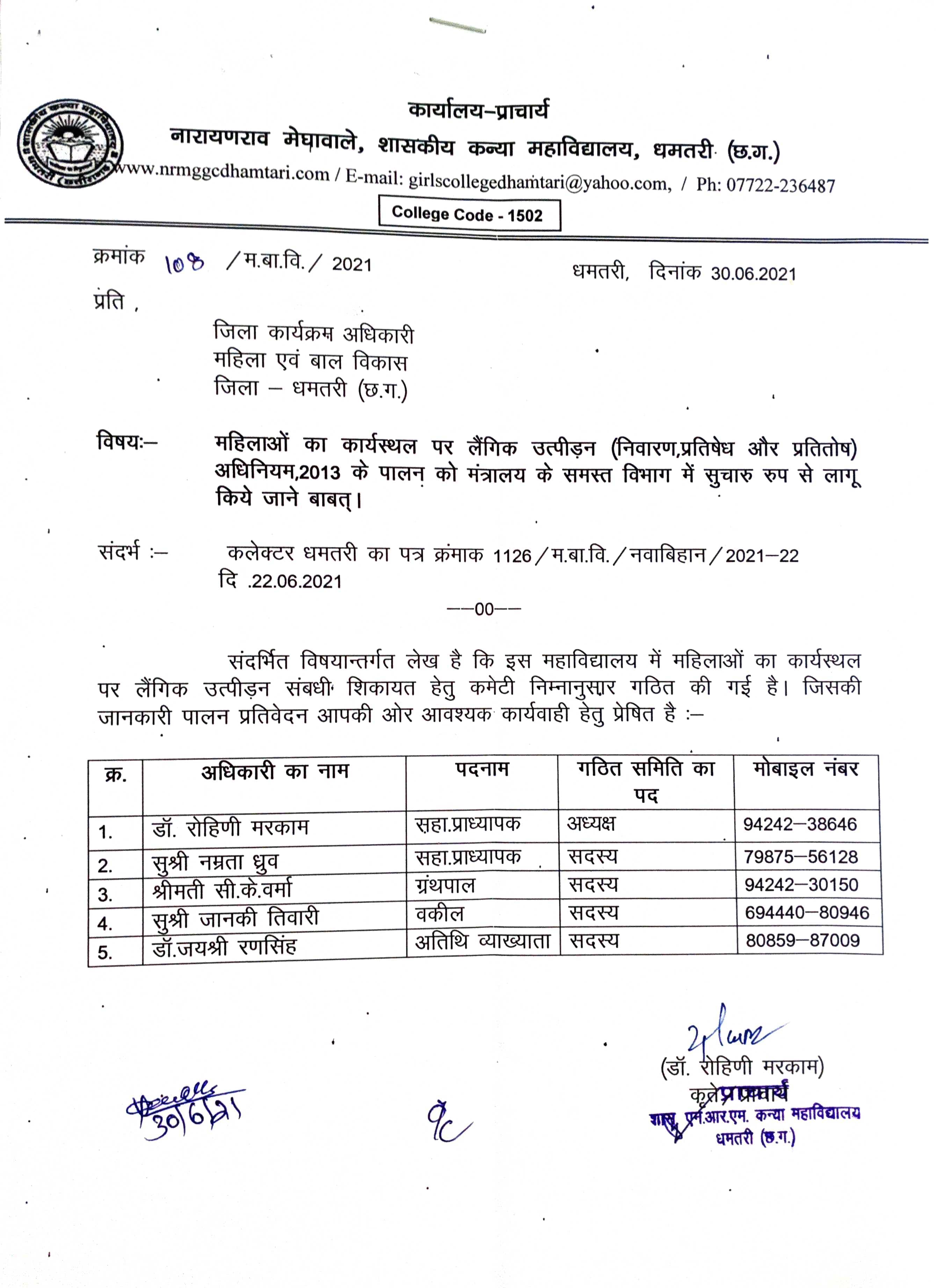 Women Anti Harassment Cell